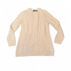 Jeanne Pierre Women’s Large Sweater 100% Cotton Cable Knit Long Sleeve Ivory
